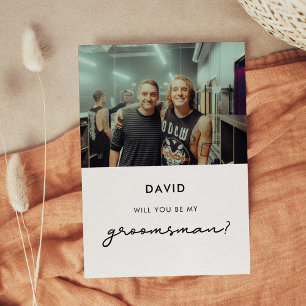 シンプルは私のgroomsmanの写真カードか 招待状
