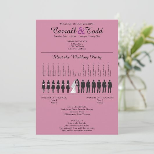 シンプルは結婚式プログラムのシルエットを描きます プログラム (スタンド正面)