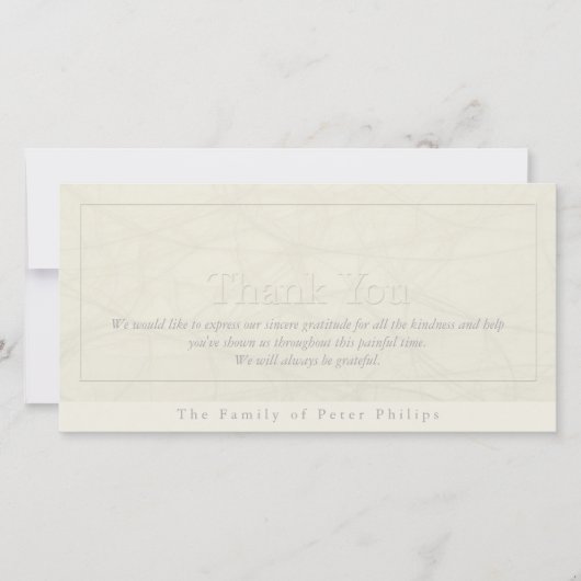 シンプルは1悔やみや弔慰写真カード感謝していしています サンキューカード (正面)