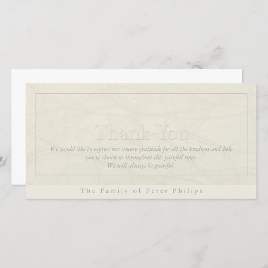 シンプルは1悔やみや弔慰写真カード感謝していしています サンキューカード (正面/裏面)