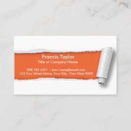 シンプルは、元のオレンジペーパーデザインを…裂きました 名刺