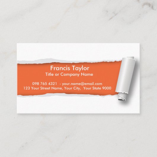 シンプルは、元のオレンジペーパーデザインを…裂きました 名刺 (正面)