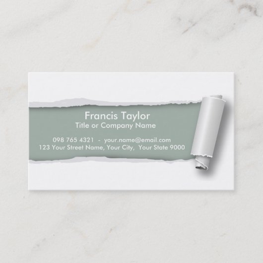 シンプルは、元の灰色ペーパーデザインを…裂きました 名刺 (正面)