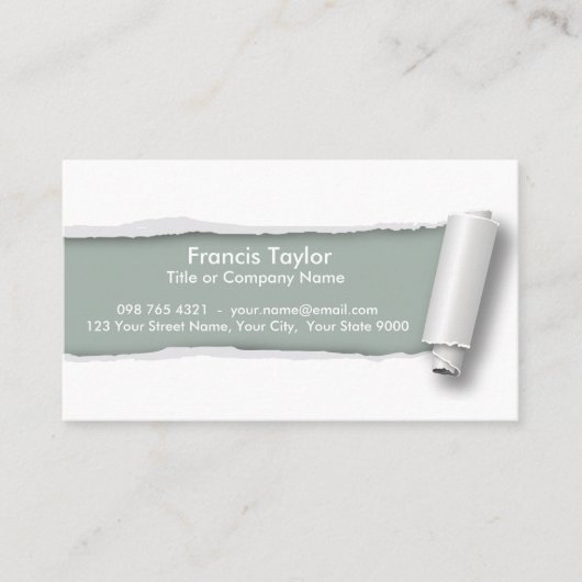 シンプルは、元の灰色ペーパーデザインを…裂きました 名刺 (正面)