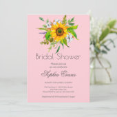 シンプルひまわり及び緑ピンクブライダルシャワー 招待状 (スタンド正面)