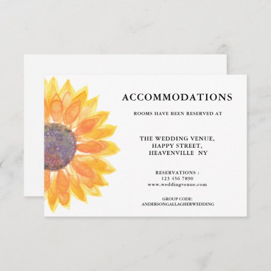 シンプルひまわり宿泊施設 エンクロージャーカード (正面/裏面)