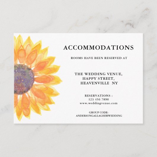 シンプルひまわり宿泊施設 エンクロージャーカード (正面)