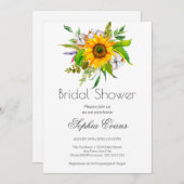 シンプルひまわり緑の白ブライダルシャワー 招待状 (正面/裏面)