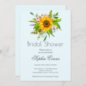 シンプルひまわり緑の青ブライダルシャワー 招待状 (正面/裏面)