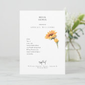 シンプルひまわり茎ホワイトブライダルシャワー 招待状 (スタンド正面)