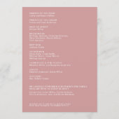 シンプルほこりっぽいバラの孤立した名結婚前式 プログラム (裏面)