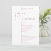シンプルほこりっぽいバラの孤立した名結婚前式 プログラム (スタンド正面)