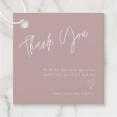 シンプルほこりっぽいバラブライダルシャワーサンキューカード フェイバータグ (正面)