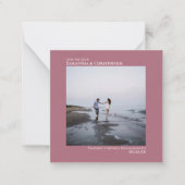 シンプルほこりっぽいバラ結婚式の日付を保存フォトミニ ノートカード (正面)