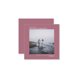 シンプルほこりっぽいバラ結婚式の日付を保存フォトミニ ノートカード