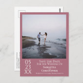 シンプルほこりっぽいバラ結婚式の日付写真を保存 ポストカード (正面/裏面)