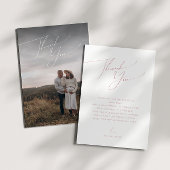 シンプルほこりっぽいバラ縦型フォトベビーシャワー サンキューカード