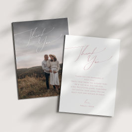 シンプルほこりっぽいバラ縦型フォトベビーシャワー サンキューカード