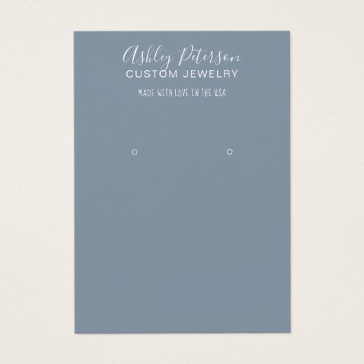 シンプルほこりっぽいブルーミニマルジュエリーイヤリング表示 (正面)