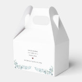 シンプルほこりっぽい青い水の色の結婚葉のケーキ フェイバーボックス (裏面サイド)