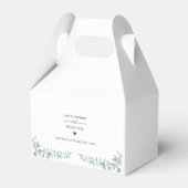 シンプルほこりっぽい青い水の色の結婚葉のケーキ フェイバーボックス (正面サイド)