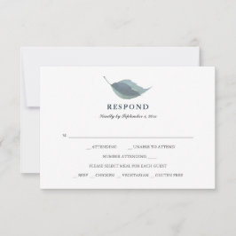 シンプルほこりっぽい青い緑の食事の選択 出欠カード