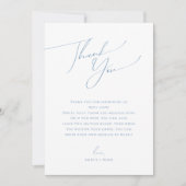 シンプルほこりっぽい青の縦写真ベビーシャワー サンキューカード (正面)