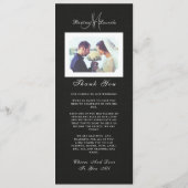 シンプルまだエレガント：ブラックリネンとモノグラムモダン メニュー (裏面)