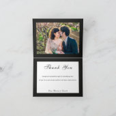 シンプルまだエレガント: Black Linen、Monogram +写真 サンキューカード (内部)
