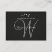 シンプルまだエレガント: Black Linen w/Monogram Enclo エンクロージャーカード (裏面)