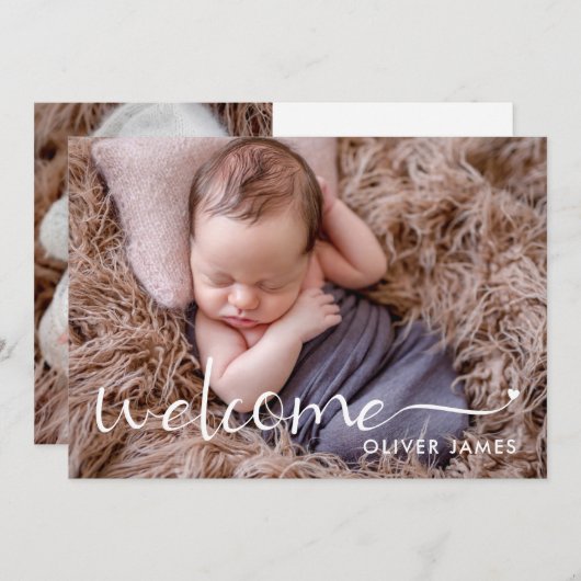 シンプルようこそ写真誕生 案内状 (正面/裏面)