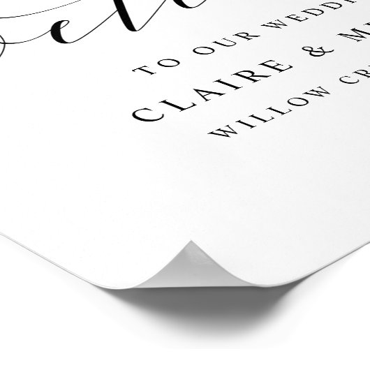 シンプルようこそ書道のスクリプ結婚トのサイン ポスター (角)