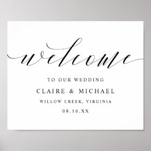 シンプルようこそ書道のスクリプ結婚トのサイン ポスター