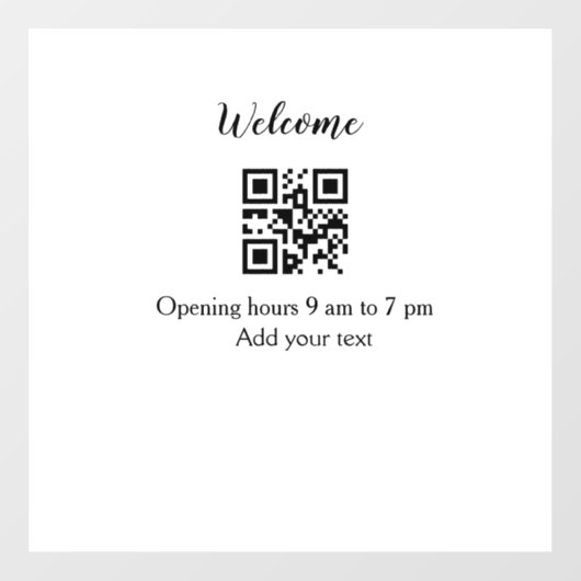 シンプルようこそ開くウェルカムバーコードQR追加の名前 ウィンドウサイン (シート)