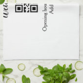 シンプルようこそ開くウェルカムバーコードQR追加の名前 キッチンタオル (折り畳み)