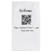 シンプルようこそ開くウェルカムバーコードQR追加の名前 スモールペーパーバッグ (裏面)