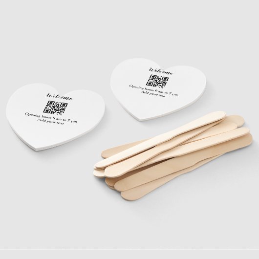 シンプルようこそ開くウェルカムバーコードQR追加の名前 ハンドファン (組立なし)