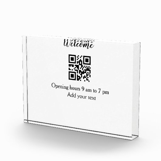 シンプルようこそ開くウェルカムバーコードQR追加の名前 フォトブロック (右)