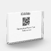 シンプルようこそ開くウェルカムバーコードQR追加の名前 フォトブロック (左)