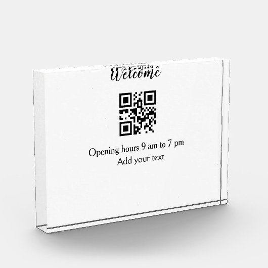 シンプルようこそ開くウェルカムバーコードQR追加の名前 フォトブロック (左)