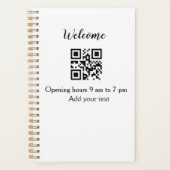 シンプルようこそ開くウェルカムバーコードQR追加の名前 プランナー手帳 (正面)