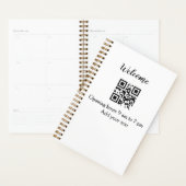 シンプルようこそ開くウェルカムバーコードQR追加の名前 プランナー手帳 (ディスプレー)