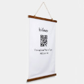 シンプルようこそ開くウェルカムバーコードQR追加の名前 吊り下げ型タペストリー (傾斜あり)