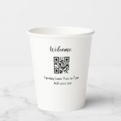 シンプルようこそ開くウェルカムバーコードQR追加の名前 紙コップ (裏面)