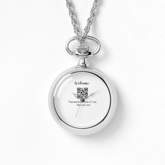 シンプルようこそ開くウェルカムバーコードQR追加の名前 腕時計 (正面)