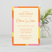 シンプルよくはしゃぐオレンジピンクカスタムブライダルシャワー 招待状 (スタンド正面)