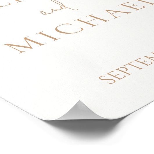 シンプルアイボリーとタンモダンの結婚歓迎サイン ポスター (角)