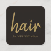 シンプルアイボリーエレガントブラックゴールデン美容師 スクエア名刺 (正面)