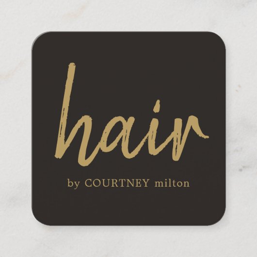 シンプルアイボリーエレガントブラックゴールデン美容師 スクエア名刺 (正面)