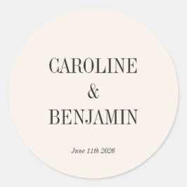 シンプルアイボリーエレガント背景カスタムウェディング ラウンドシール